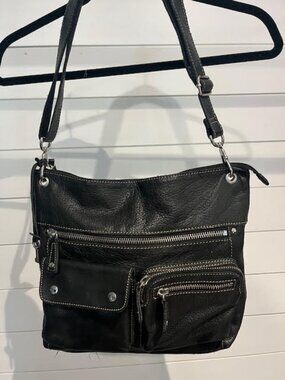 Fossil Genuine Leather Multi-Zip Pocket Handbag